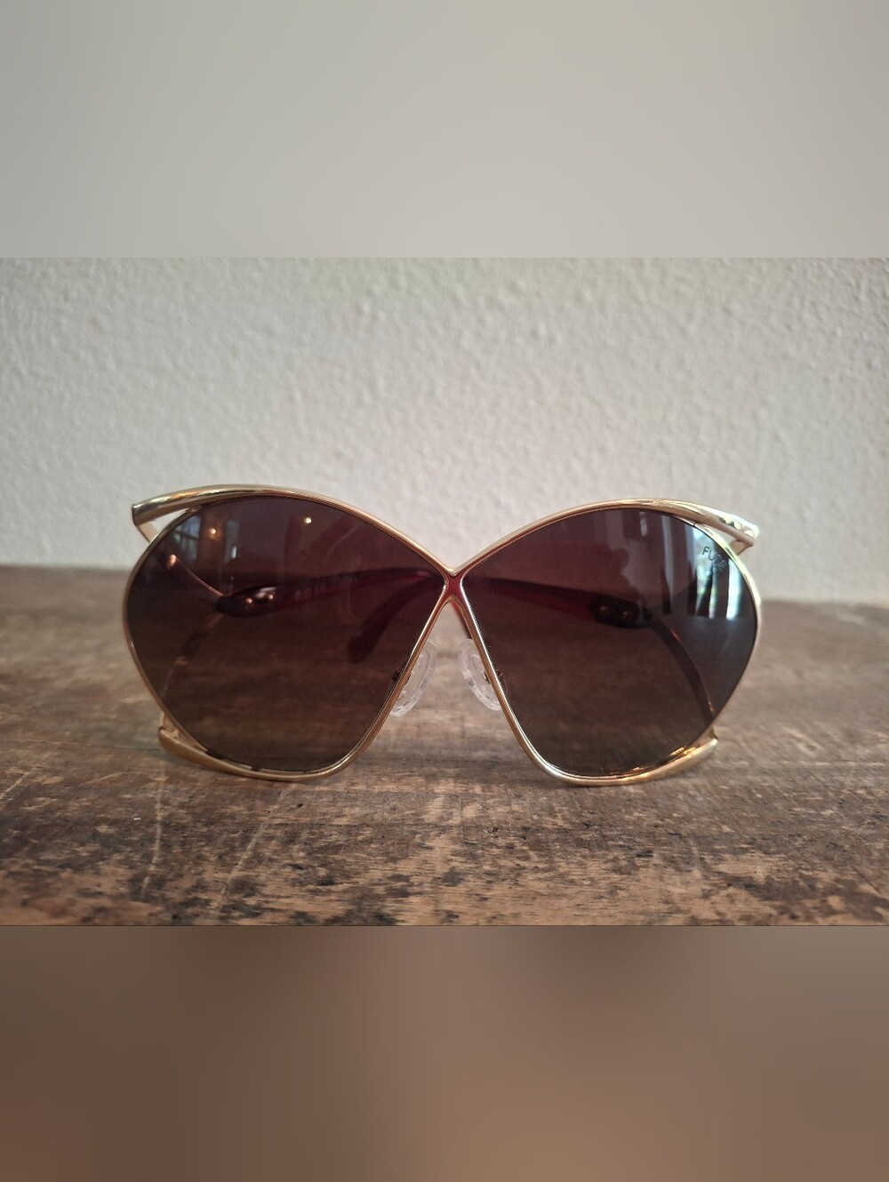 Vintage 70s Christian Dior Gold Frame Brown Polarized Lens Women's Sunglasses